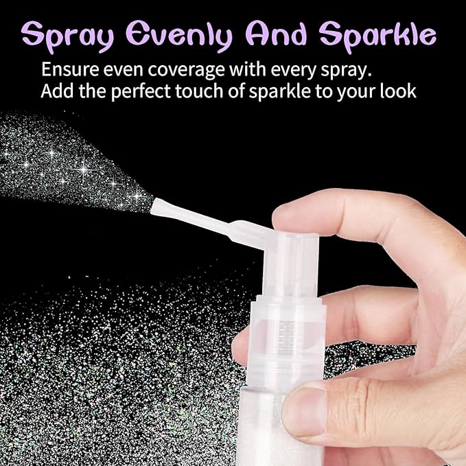 MEICOLY White Hair and Body Glitter Spray,Shinny Sparkle Glitter Spray for Clothes,Loose Shimmer Hairspray for Festival Rave Makeup/Stage Performance,Lightweight,25g/0.88OZ