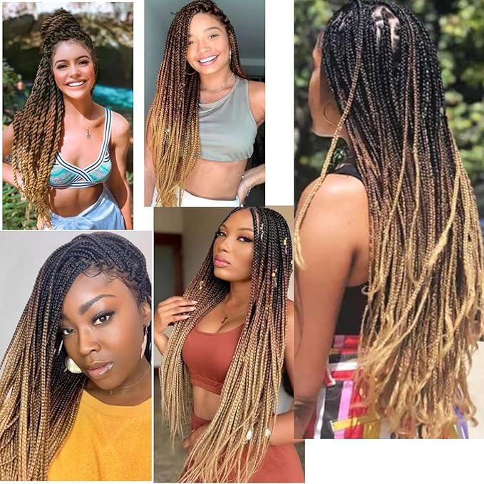 Ombre Pre stretched Braiding Hair, 36 inches Braid Hair Extensions, 8 packs Multi Color blend braiding hair pre-stretched, Crochet Hair Braiding(36''-8packs, 1b/30/27)