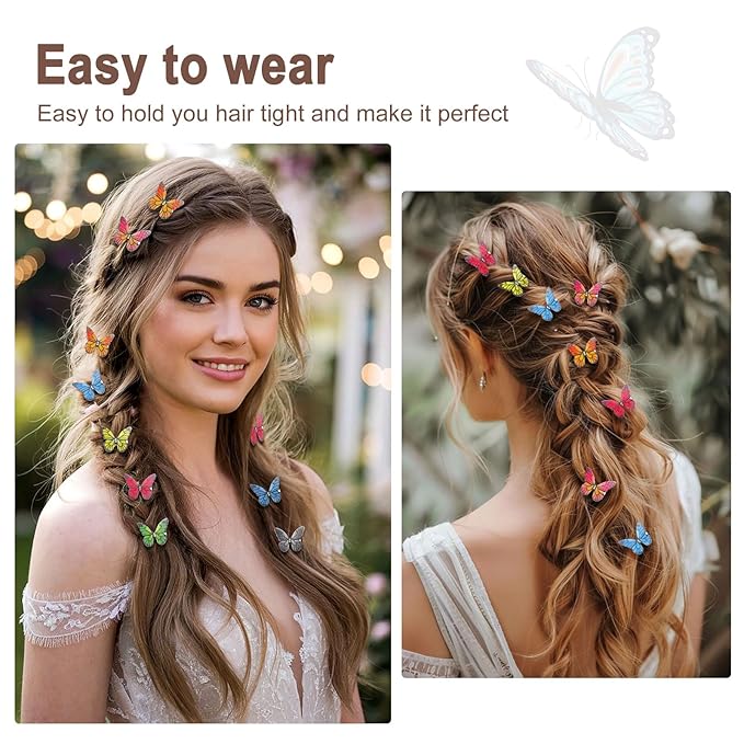 20Pcs Butterfly Hair Clips for Women Moving Glitter Butterfly Clip Fairy Accessories Bright Style