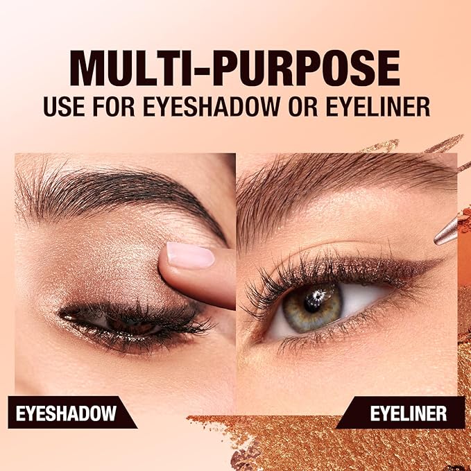 2-in-1 Gradient Eyeliner & Eyeshadow Stick Combo, Shimmer & Matte Cream Eyeshadow Pencil, Waterproof & Smudge-Proof, Long-Lasting Eye Makeup, Metallic & Neutral Shades (#09 Mocha Mist)