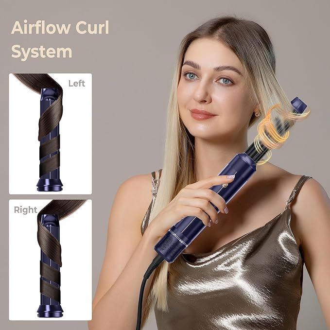 7 in ONE Hair Dryer Brush, Powerful Blow Dryer Brush with Auto- Wrap Curler, Detachable Fast Drying, Volumizing, Curling, Straightening, Ionic Hair Dryer with Diffuser, Hair Styling Tools Storage Case