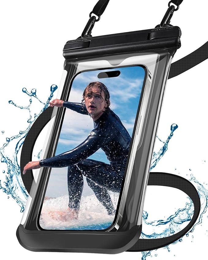 3D Waterproof Phone Pouch, Cruise Essentials 2025 Beach Vacation Essentials Travel Accessories, Dry Bag Case for iPhone 16 15 14 13 12 11 Plus Pro Max Galaxy Pixel - IP68 Floatable Black