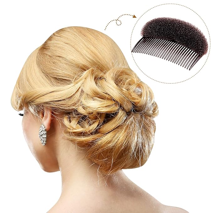 Bump It Up Volume Hair Base Set - Sponge Styling Insert, Braid Tool, Comb Clip, Bun Pad Accessories for Women Girls DIY Hairstyles (14)