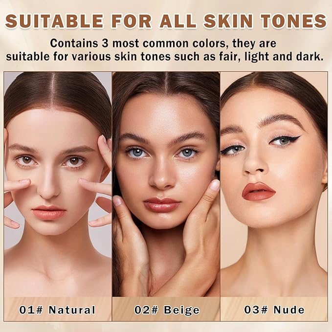 Magic Minerals Airbrush Foundation Full Coverage Foundation for Smooth Nude Finish,Moisturizing Airbrush Flawless Setting Spray Waterproof Foundation with Brush and 2 Powder Puffs (03 Nude)