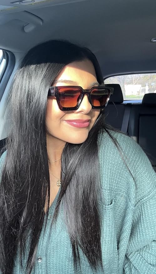 FEISEDY Retro 90s Square Sunglasses for Women Men Trendy Chunky Rectangle Sunglasses UV400 Protection B2385