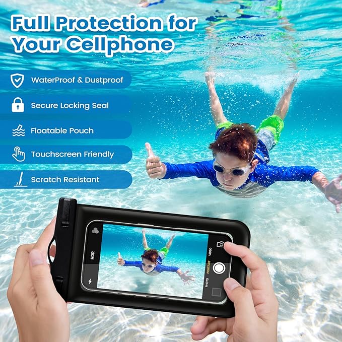 2 Pack Waterproof Phone Pouch, Universal Waterproof Phone Case with Lanyard for iPhone 15/14/13/12/12 Pro Max/Galaxy 21 up to 7.5", IPX8 Waterproof Case Cellphone Dry Bag for Beach Swimming Travel