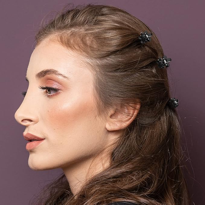 Mini Flower Hair Clips Pack for Women - 100 Creaseless Styling Claw Clips for Bangs and Tiny Hair Styling