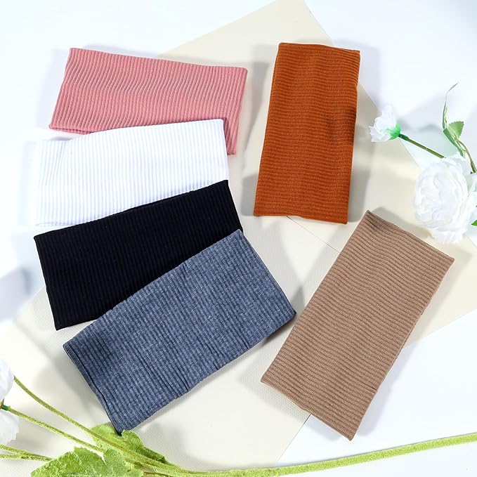 GoldenFleece 6 Pack Wide Headbands for Women Thick Elastic for Women's Hair Boho Head Bands for Thick Thin Dry Nurse Workout Sport Yoga Hair Styling Accessories