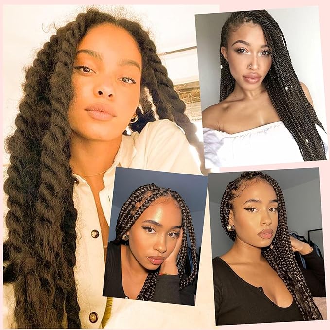 8 Packs Braiding Hair,24 Inch Yaki Texture Braiding Hair Pre Stretched,Knekalon Braid Hair Extensions, Hot Water Setting Hair Braids(24''-8packs,4)