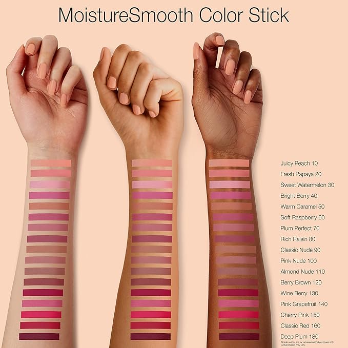 Neutrogena MoistureSmooth Color Stick for Lips, Moisturizing and Conditioning Lipstick with a Balm-Like Formula, Nourishing Shea Butter and Fruit Extracts, 90 Classic Nude,.011 oz