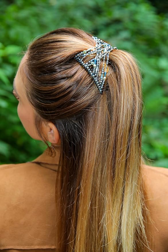 Stretchy Non-Slip Hair Clip for Thick, Wavy, Naturally Curly Hair - Put Your Hair Up in Seconds - Comfy UpDo, Ponytail, French Twist, Bun (Large, Storm Gray)
