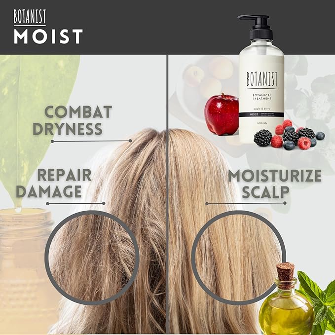 Organic Hair Conditioner for Dry & Damaged Hair Women & Men, Keratin Treatment for Itchy Scalp with Collagen, Olive & Fruit Extract from Japan, Sulfate& Paraben Free, PEONY& BERRY, 16.2 Fl Oz