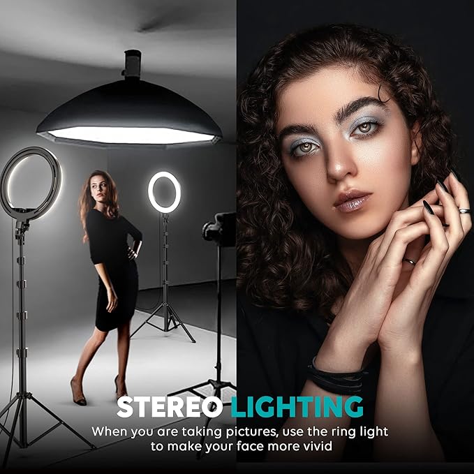 Weilisi 12'' Ring Light with Stand 72'' Tall & 2 Phone Holders,38 Color Modes Selfie Light with Tripod Stand, Big LED Ring Light for iPhone/Android/Camera,YouTube,Makeup