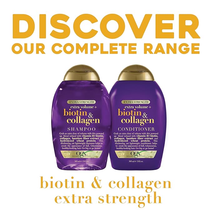 OGX Extra Strength Biotin and Collagen Conditioner, 13 fl oz, Sulfate-Free, Thicker, Fuller Hair