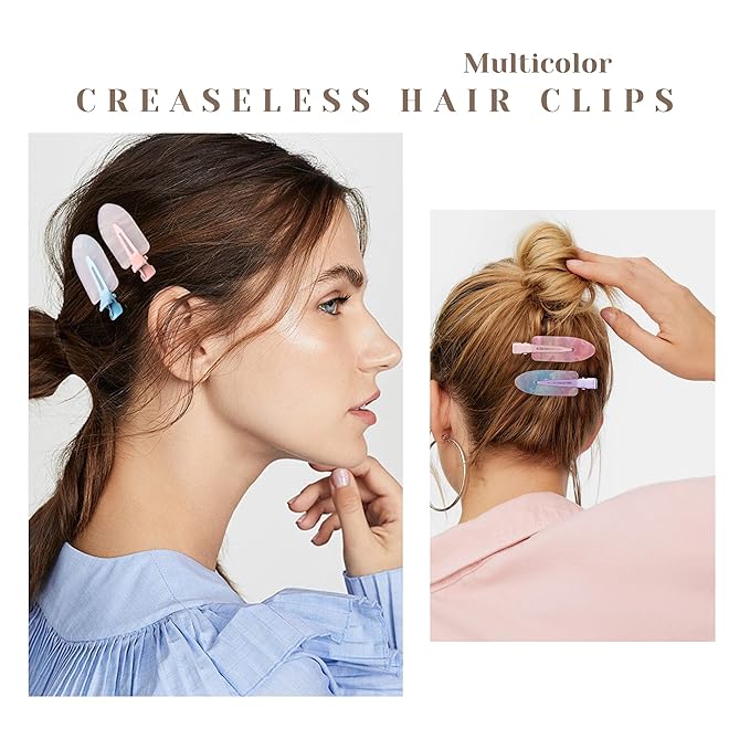 No Crease Creaseless No Bend Hair Clips For Styling Non Slip Flat Clips For Makeup Hair Accessories For Women,Light Multiple Color,12 PCS
