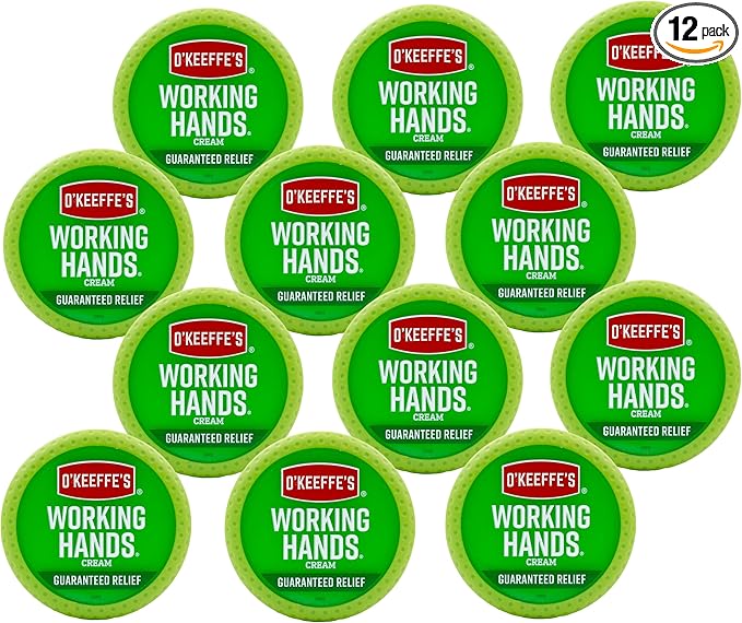O'Keeffe's Working Hands Hand Cream for Extreme Dryness - 3.4 oz Jar (12 Pack) - Repairing Skincare for Cracked, Dry Hands