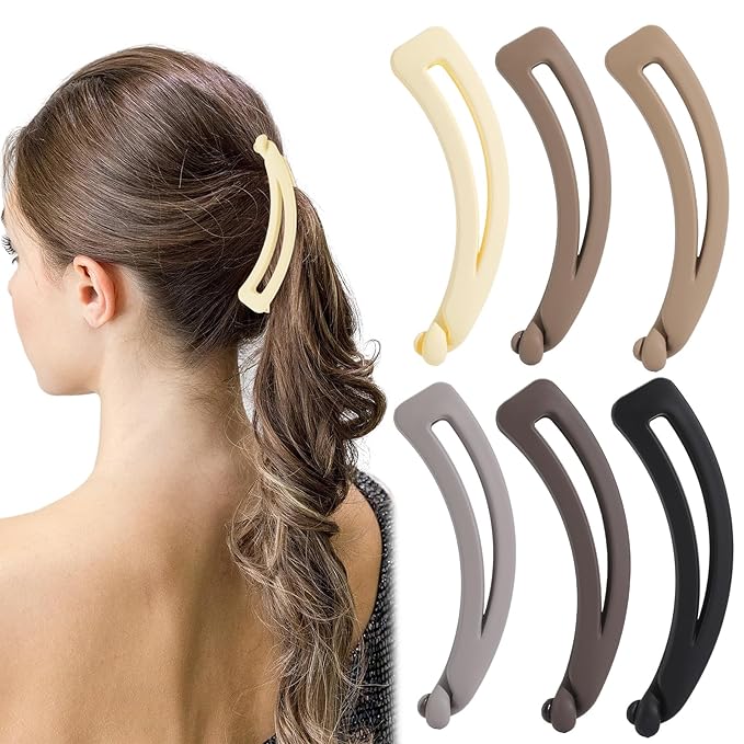 6 PCS Banana Hair Clips, Brown Banana Clips for Women Girls, Large Claw Clips for Thick Thin Hair, 4.72 In Hair Clips for Ponytail Holders, Women Hair Accessories Gifts, Fretwork