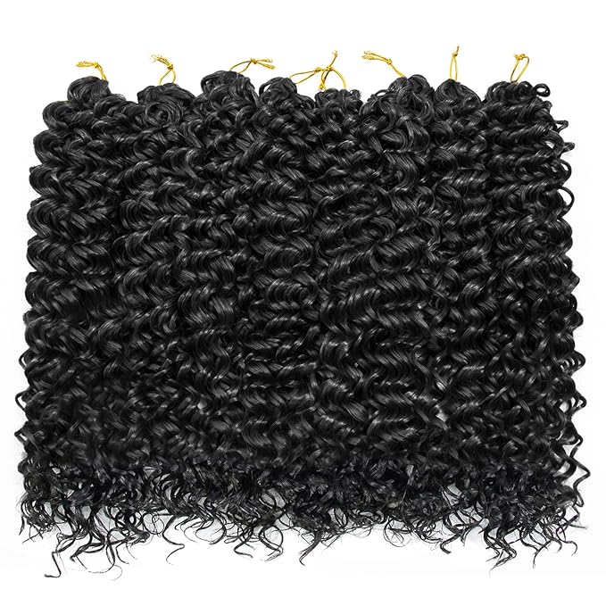 8 Packs Curly Crochet Hair GoGo Curl Crochet hair for Women Natural Black Deep Wave Braiding hair,Synthetic Bohemian Crochet Braid Water Wave Crochet hair Extensions(18inch, 1B)