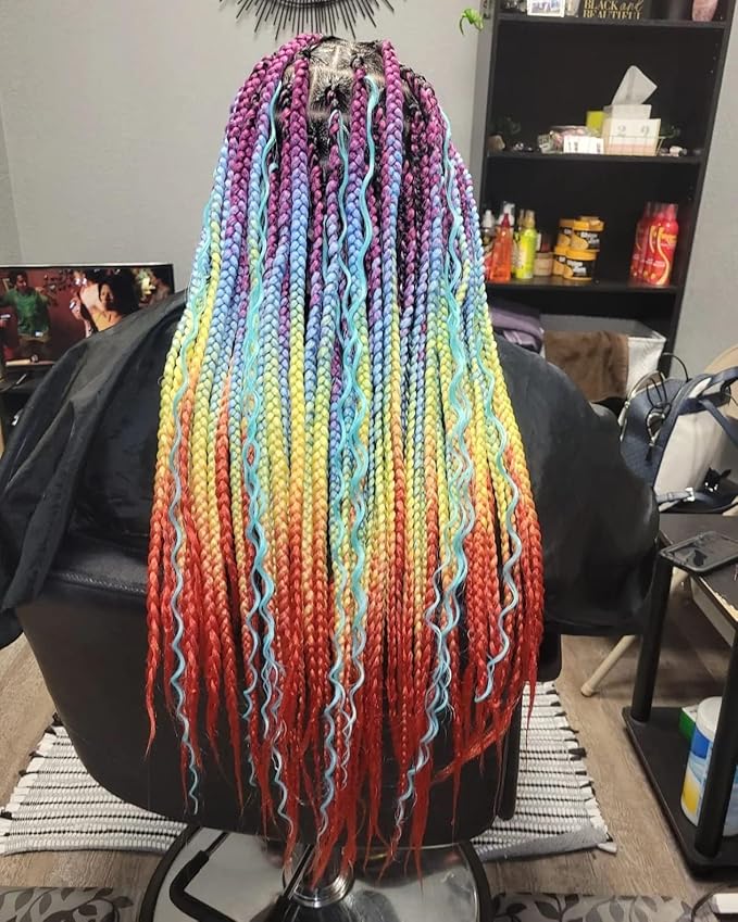 Ombre Braiding hair synthetic Crochet braids twist 24inch 5pcs/lot 100g Ombre two three tone Jumbo braid hair extensions Dreadlocks (rainbow)
