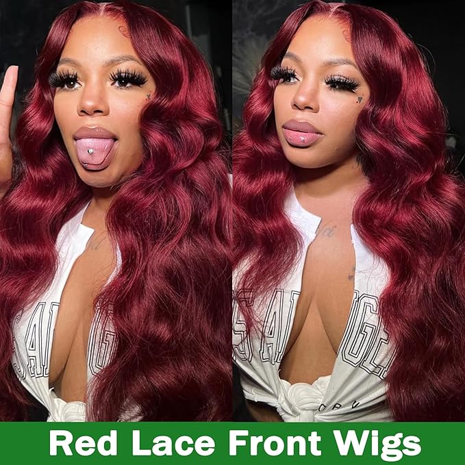 99j Burgundy Lace Front Wigs Human Hair 13x6 Body Wave Lace Front Wigs Human Hair Pre Plucked Glueless Red Wig Wine Red Wigs for Women Reddish Brown 180 Density 30 Inch