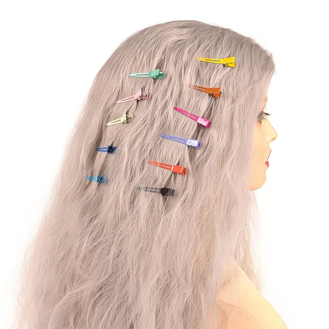 100 Packs roseo Alligator Curl Clips, bandenger 1.8 Inch Single Prong Clips Hair Accessories,for Girls and Women,Hair Styling,Hair Coloring, Random Color (roseo)