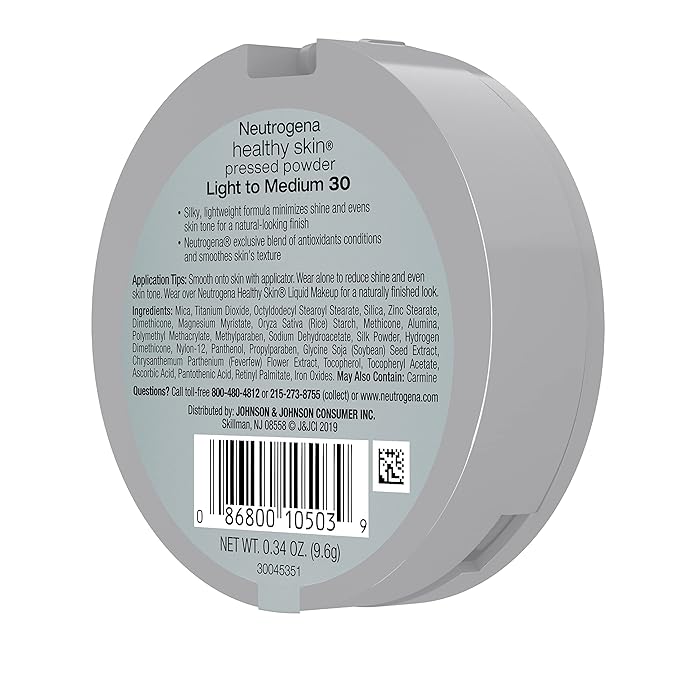 Neutrogena Healthy Skin Pressed Makeup Powder Compact with Antioxidants & Pro Vitamin B5, Evens Tone, Minimizes Shine & Conditions, Light to Medium 30.34 oz (Pack of 2)