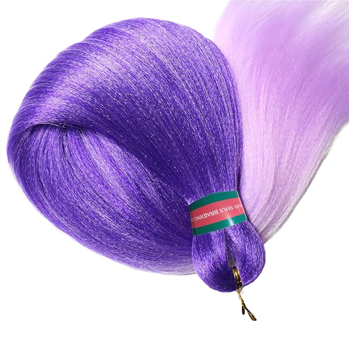 Ombre Purple Pre stretched Braiding Hair 2 Packs Pre feathered Braid Hair Extensions 30 Inches Hair Braids