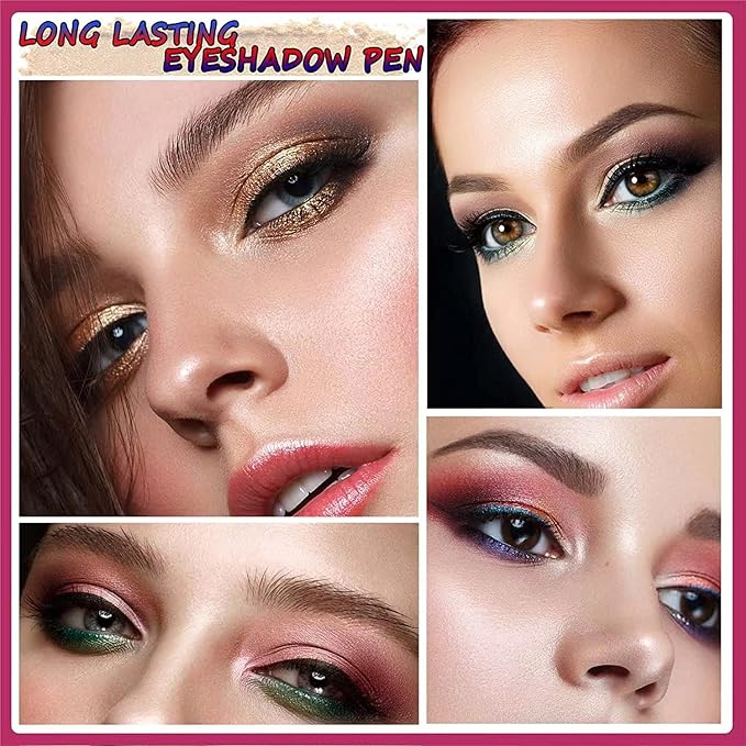 2 in 1 brown Eyeshadow stick and Sponge Makeup Brush, Smooth Cream Shimmer Shadow Pencil Long Lasting Waterproof Eye Shadow Highlighter Stick Makeup , Hypoallergenic Eyeshadow, Highlighter Eye Liner