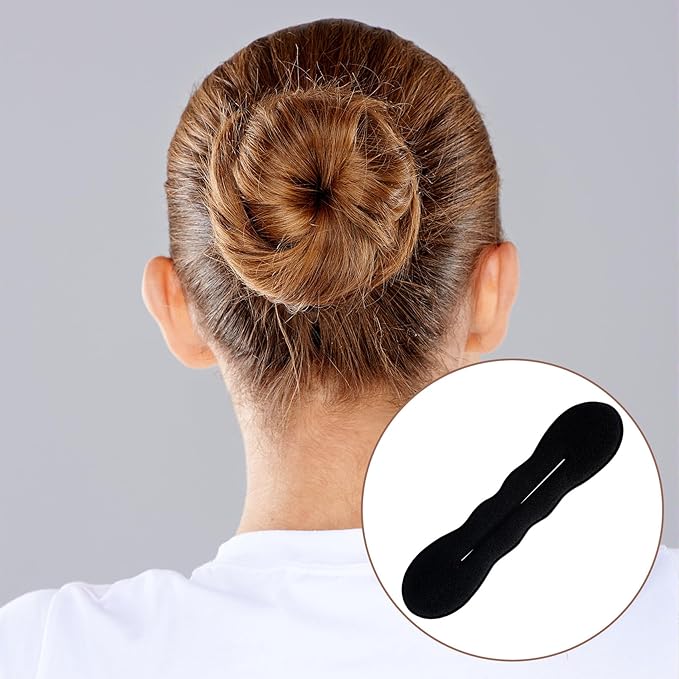2pcs Hair Bun Maker for Women, Non-Slip Shaper Curler, Lazy Sponge Updo Styling Accessories for Long Thin Curly Straight Wavy Hair - Black