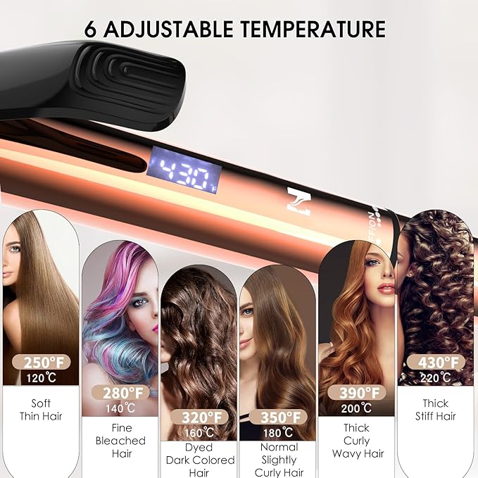 Nicebay Curling Iron, 1 Inch Hair Curler with Ceramic Coating, Professional Curling Wand, Fast Heating up to 430°F, Temperature LED Display, Wide Voltage for Worldwide, 60 Mins Auto Off