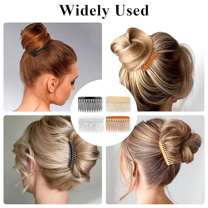 12 Pcs Side Combs French Twist 14 Teeth Decorative Hair Accessories Vintage Style Clips Pins Plastic Fine Styling Comb for Women Bridal Long Curly Hair