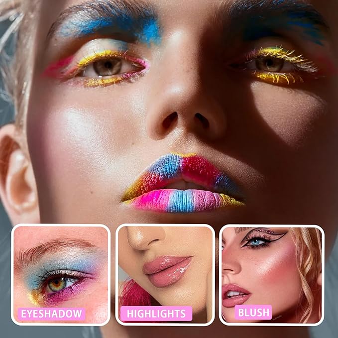 70 Colors Eyeshadow Palette,Matte Glitter Eyeshadow Makeup Palette with Eyeshadow Brush,Highly Pigmented Colorful Shimmer Eye Shadow Palette Makeup Kit for Women B