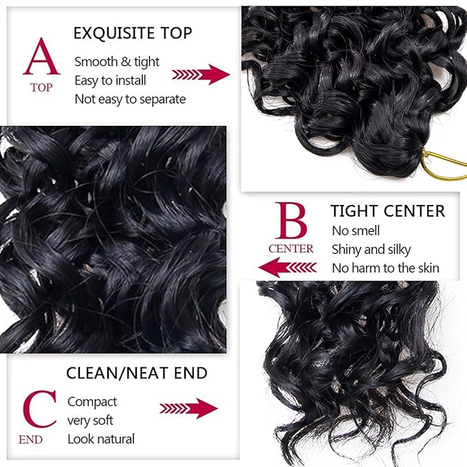 8 Packs Curly Crochet Hair 14inch GoGo Curl Crochet hair for Women Deep Wave Braiding hair,Synthetic Bohemian Crochet Braid Water Wave Crochet hair Extensions(1B, 14inch)