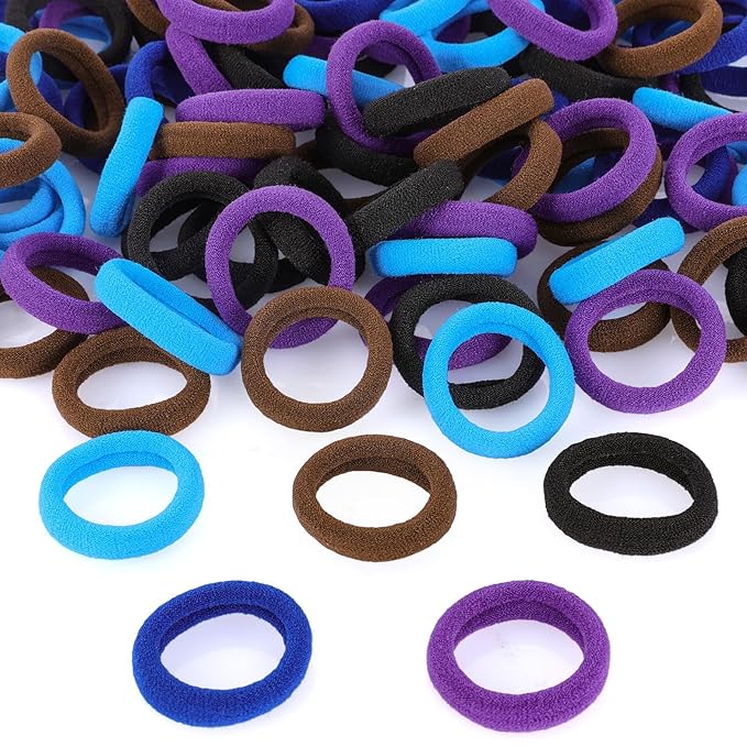 120 Pcs Baby Hair Ties, Cotton Toddler Hair Ties for Girls and Kids, Multicolor Small Seamless Hair Bands Elastic Ponytail Holders(Dark)