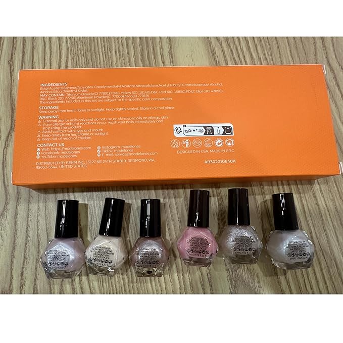 modelones Nail Polish Set, 6 Colors Pearl White Pink Nude Mini Nail Polish Set,Wedding Shimmer Champagne Nail Quick Dry Art DIY Home Salon Nail Art Manicure Gift for Women Girls