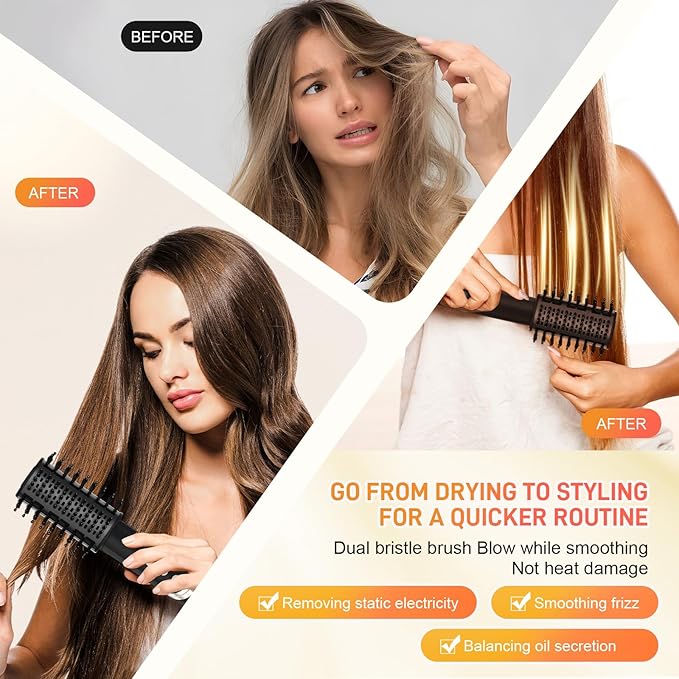 8-in-1 Hot Air Styler&Hair Dryer Brush, Powerful Multi-Styler with Auto-Wrap Curler with Storage Case, Fast Drying Curling Straightening Volumizing Without Heat Damage