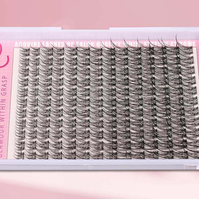 Natural Lash Clusters Kit Wispy Lash Invisible Lash Band Cluster Eyelash Extensions Kit 8-16mm Individual Lashes Extension DIY D Curl Eyelash Clusters with Waterproof Lash Band Clusters