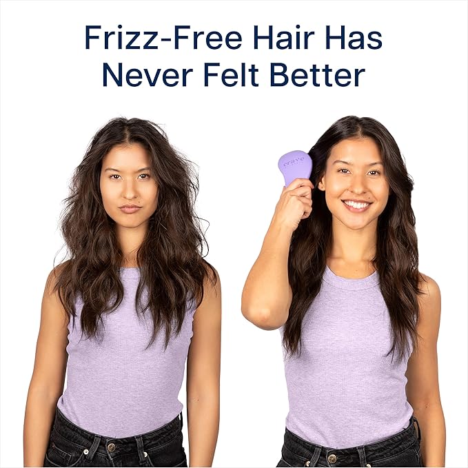 Crave Naturals Glide Thru Detangling Brush for Adults and Kids - Detangler Hair Brush for Curly or Straight, Wet or Dry Hair - Gentle on Tangles Hair Comb - 7.5x3-Inch, Pink and Purple (Pack of 2)