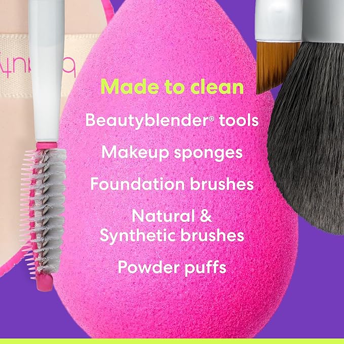 Beautyblender® | Blendercleanser® Solid Lavender Makeup Sponge & Brush Cleanser + Silicone Scrub Mat, Cleansing Tool & Scented Makeup Sponge Cleaner, Vegan, Cruelty Free, Made in the USA, 1 oz