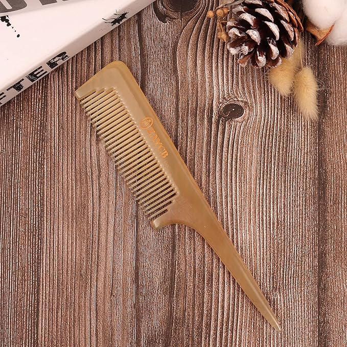 Buffalo Horn Comb - Anti-Static Detangling Hair Styling Tool for All Hair Types (Fine Tooth Comb for Men, Women & Kids)