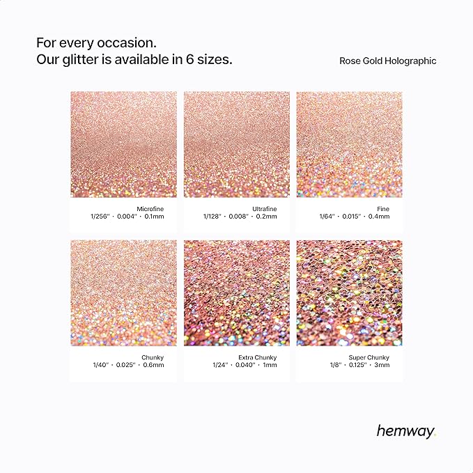 Hemway Premium Multi Purpose Glitter Dust Powder 100g / 3.5oz Arts & Crafts Wine Glass Decoration Weddings Cards Flowers Cosmetic Face Eye Body Nails Skin Hair (Rose Gold Holographic)