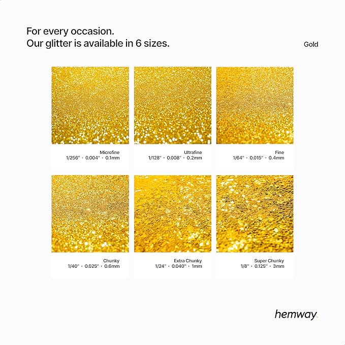 Hemway Premium Ultra Sparkle Glitter Multi Purpose Metallic Flake for Nail Art, Cosmetic Graded, Makeup, Festival, Party, Hair, Body and Eyes 100g / 3.5oz - Gold