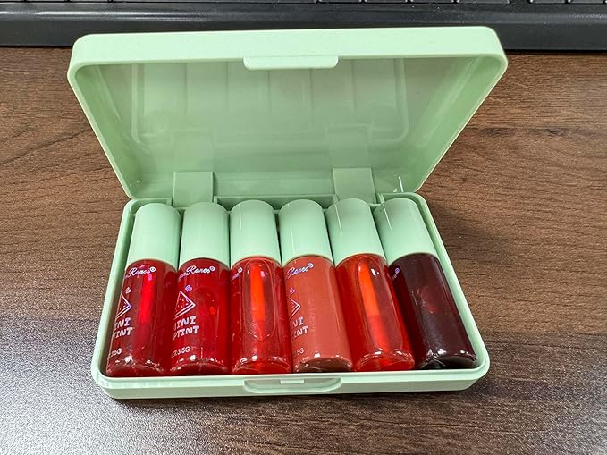 6 Colors Watermelon Lip Tint Stain Set, Korean Velvet Watery Lip Tint Moisturizing Mini Liquid Lip Gloss Lipstick, Multi-Use Lip and Cheek Tint, Long-Lasting, Vivid Color, Lightweight, High Pigment