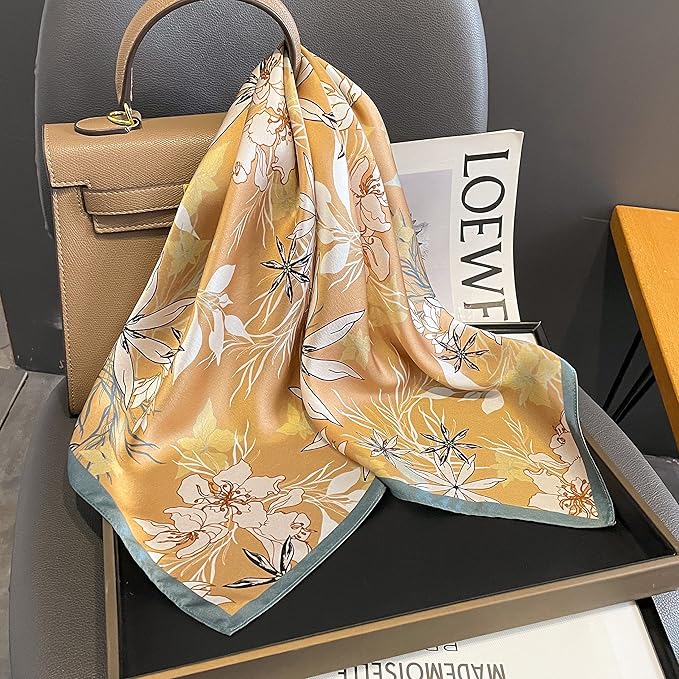 100% Pure Mulberry Silk Scarfs 26"x26" Square Scarf Women Neckerchief Headscarf hair scarf bandana Gift Packed