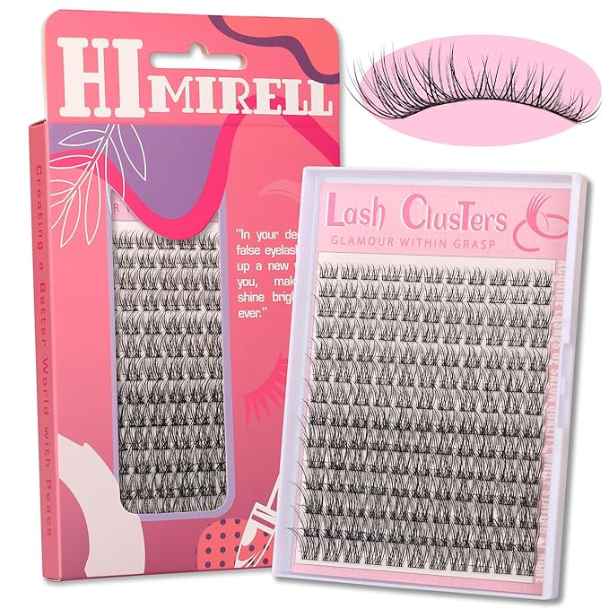 Natural Lash Clusters Kit Wispy Lash Invisible Lash Band Cluster Eyelash Extensions Kit 8-16mm Individual Lashes Extension DIY D Curl Eyelash Clusters with Waterproof Lash Band Clusters