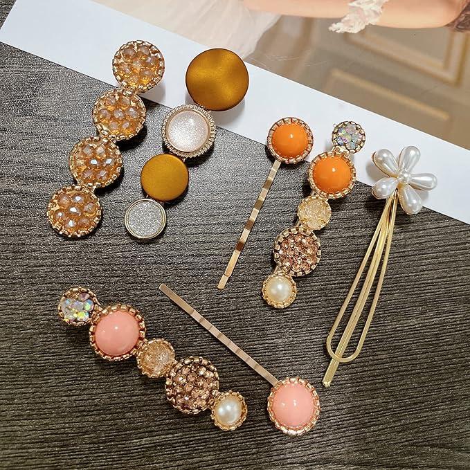 Mehayi 20 PCS Pearl Hair Clips Set Fashion Korean Acrylic Resin Hair Barrettes, Bobby Pins Hairpins for Women and Ladies Girls Headwear Styling Tools, Hair Accessories for Decorative Party Wedding