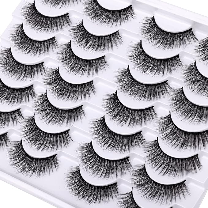 Newcally Lashes False Eyelashes Natural Wispy Light Volume Faux Mink Lashes 14 Pairs Pack