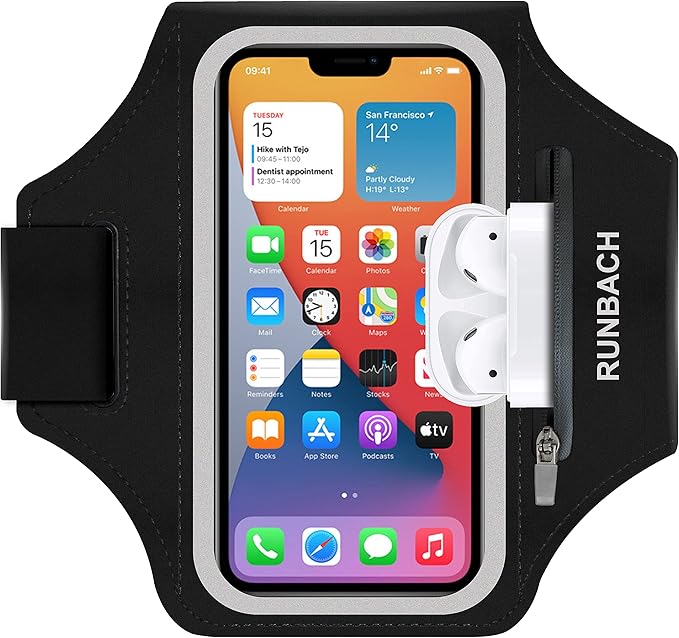 Armband for Samsung Galaxy S25/S24/S23/S22/S21/S20/S10/S9/S8,Galaxy A01/A8/A10e/A20e/A41/M01/Xcover 5,Water Resistant Sport Armband with Zipper Slot for Galaxy Buds (Black)
