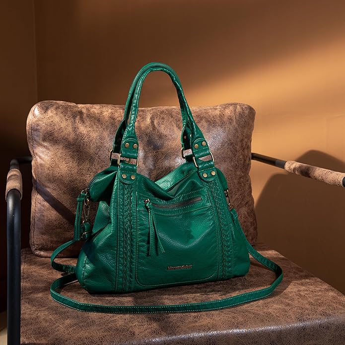 Montana West Washed Leather Hobo Bags for Women Roomy Handbags with Crossbody Strap