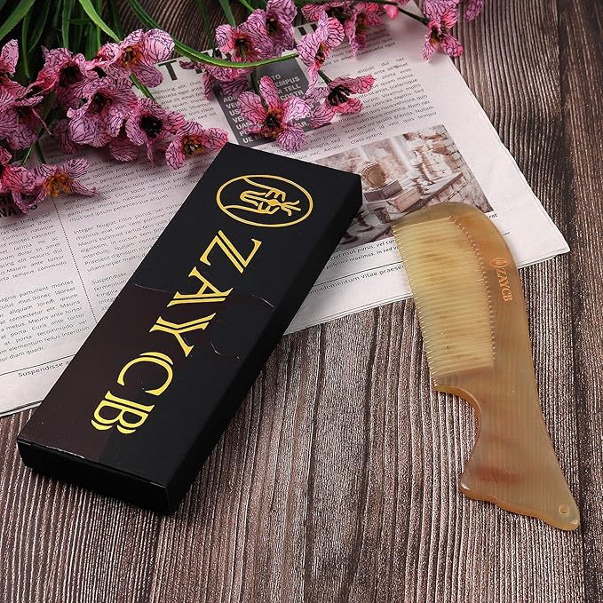 Horn Fine Tooth Comb - Anti-Static Hair Comb - Hair Styling Detangling Comb for Men, Women, and Kids - For All Hair Types